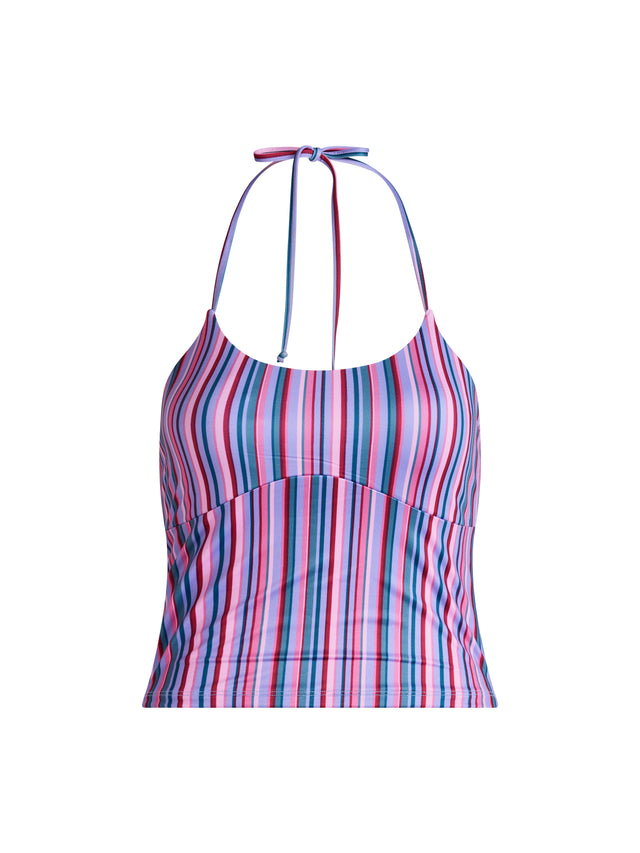 Teen Swimwear Halter Top Violet Rose Stripe