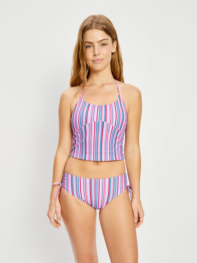 Teen Swimwear Halter Top Violet Rose Stripe