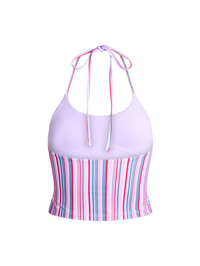 Teen Swimwear Halter Top Violet Rose Stripe