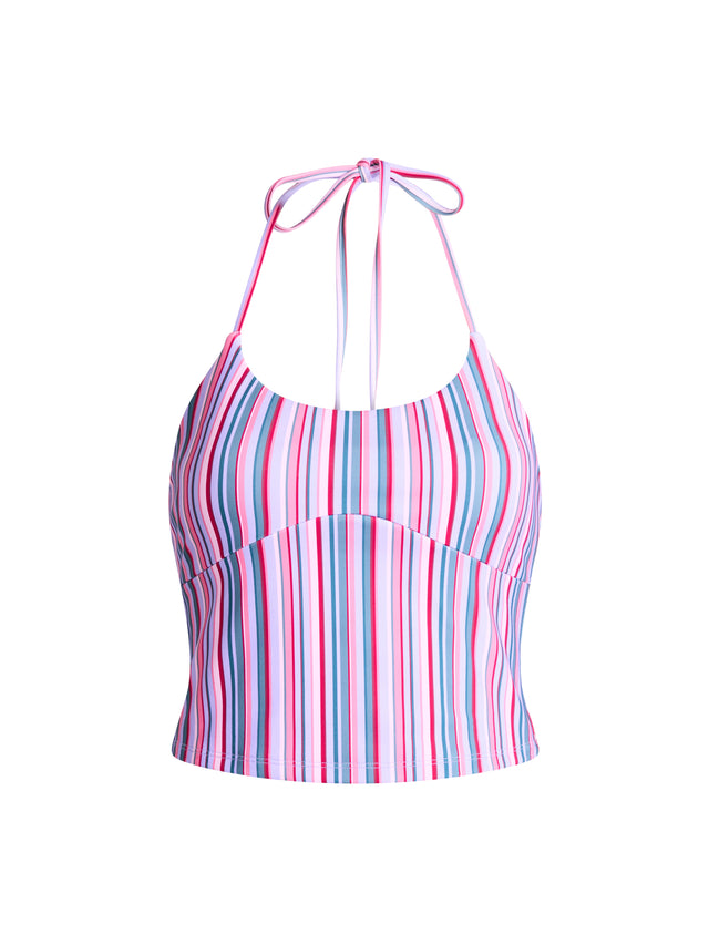 Teen Swimwear Halter Top Violet Rose Stripe