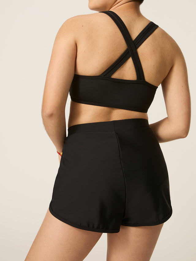 Teen Swimwear Cross Back Crop Black