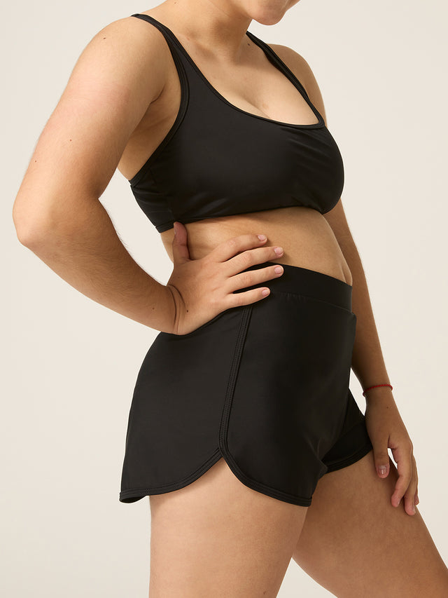 Teen Swimwear Cross Back Crop Black